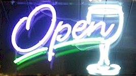 Our wineglass open sign